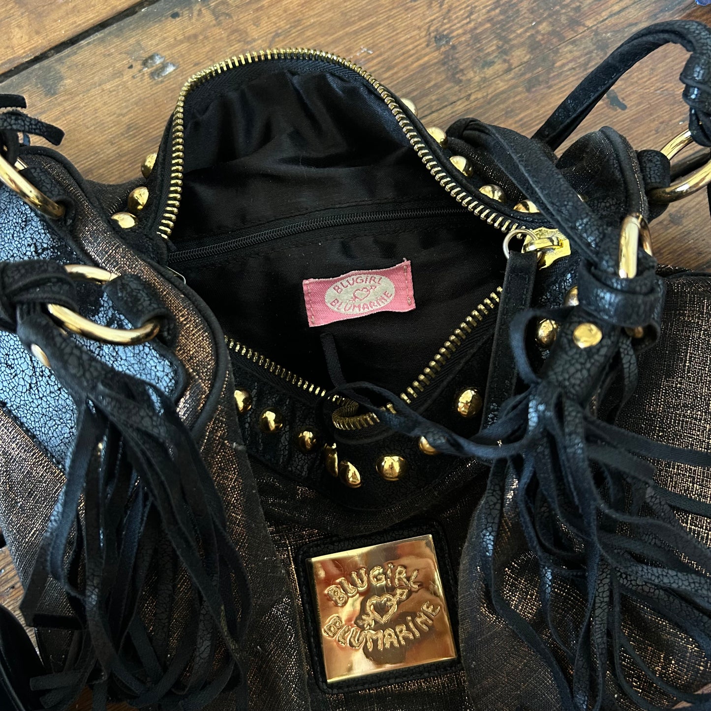 Blumarine Brown Gold Shimmer Handbag