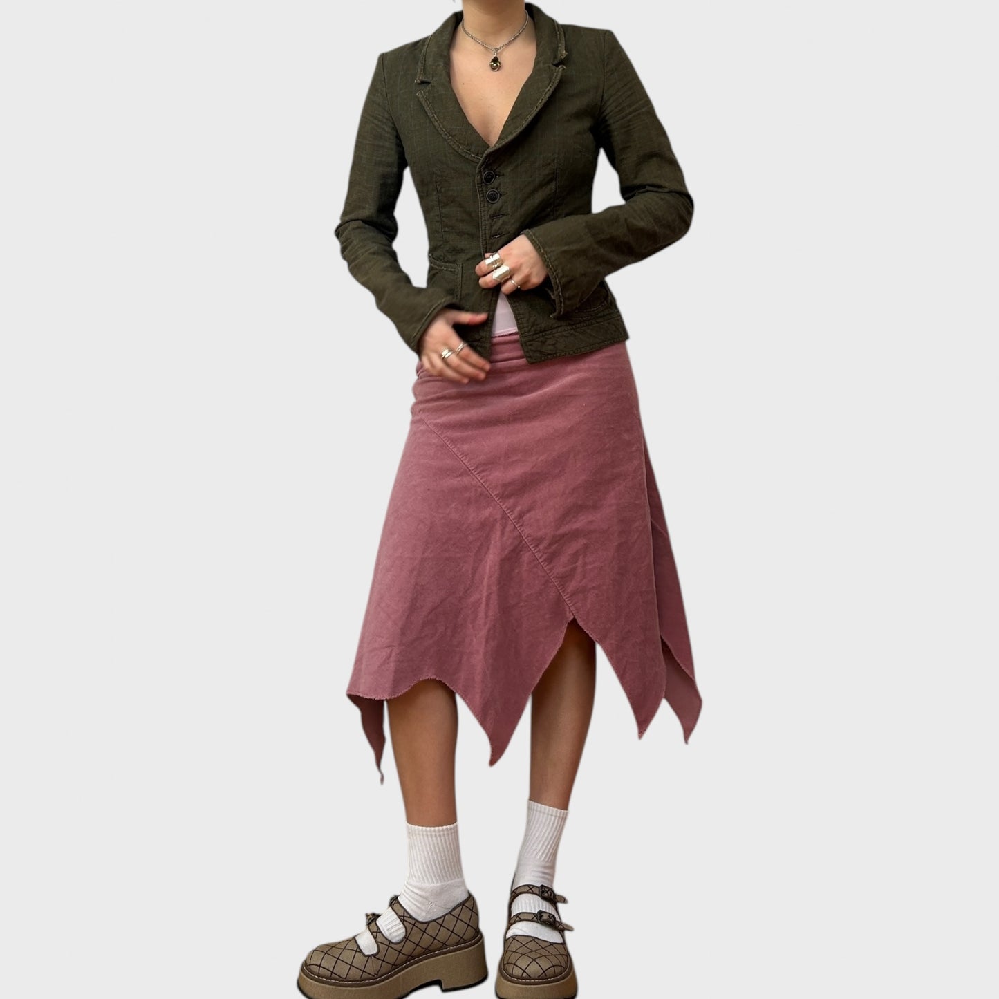 Pink Fairy Asymmetric Hem Midi Skirt