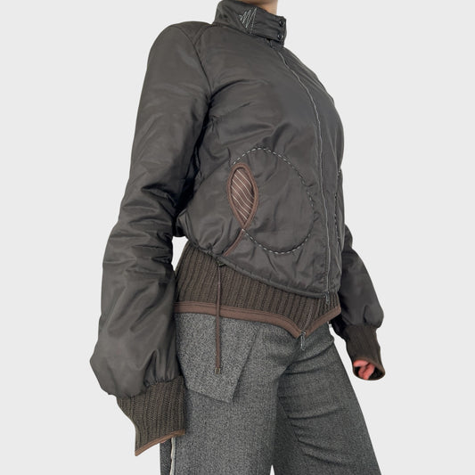 Cop Copine Chocolate Brown Puffer Bomber Jacket - M