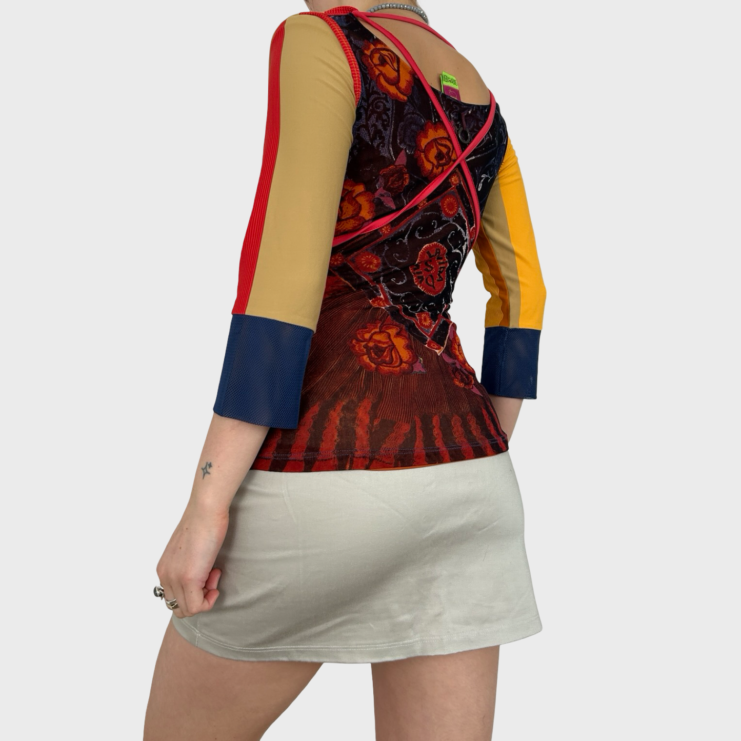 Save the Queen Graphic Face Print Mesh Top - S/M