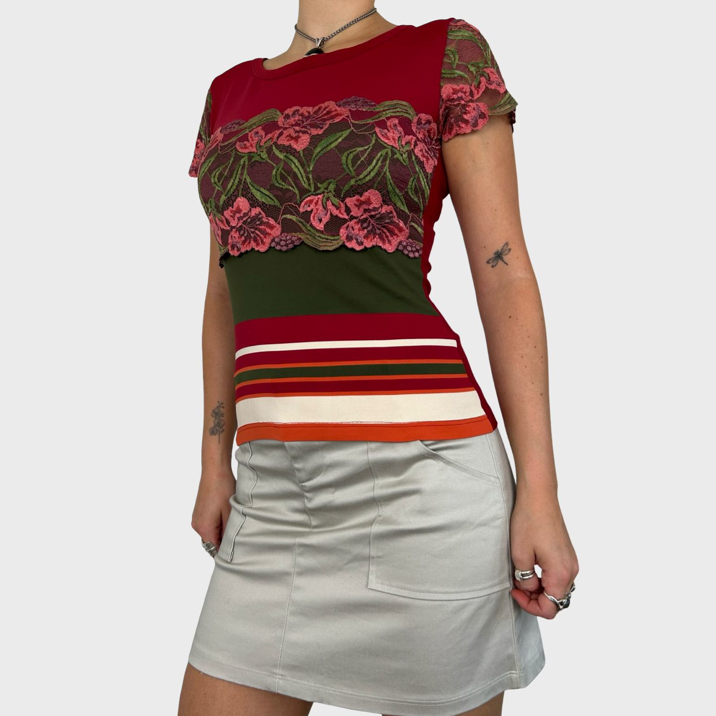 Save The Queen Lace Flower Print Top - M