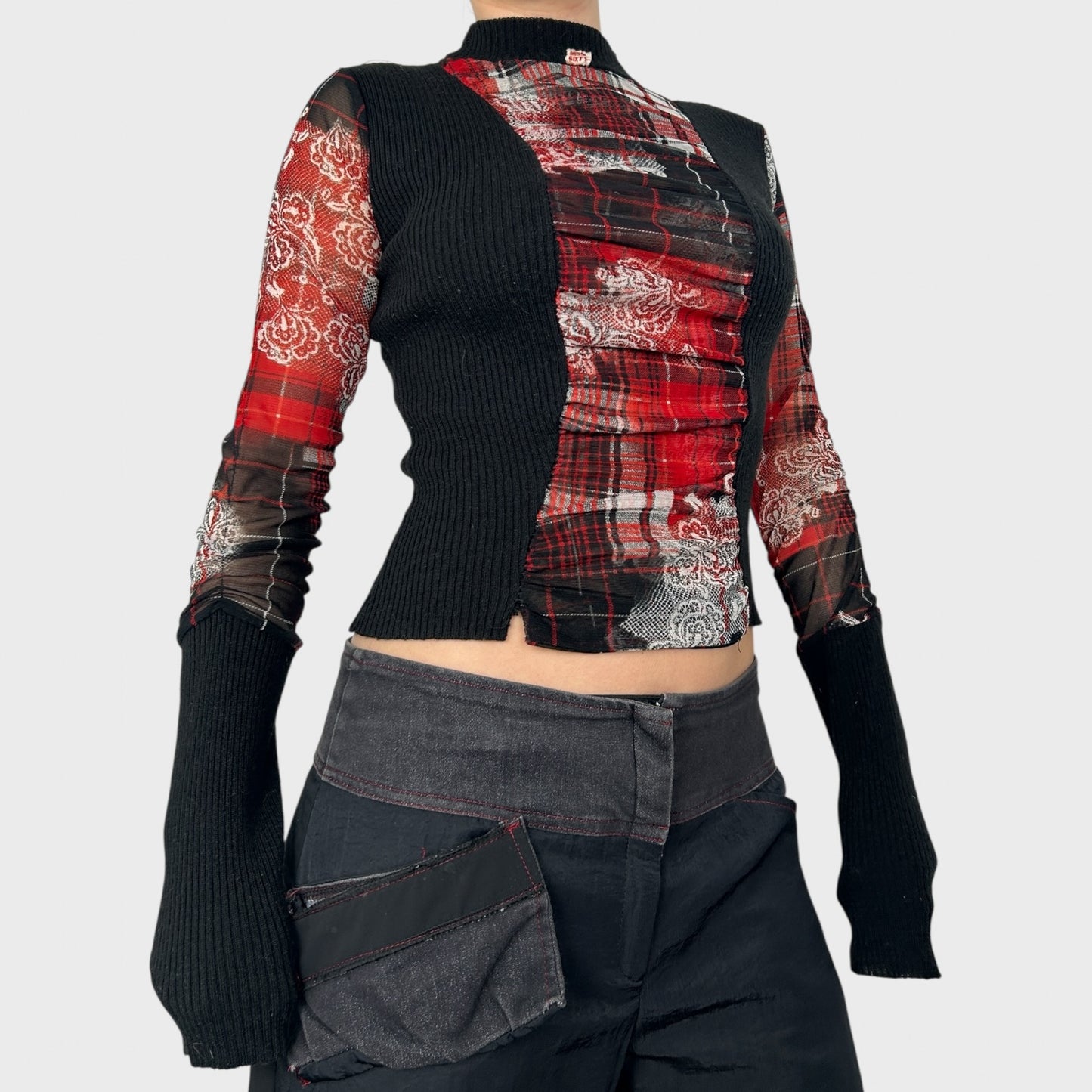 Miss Sixty Bi-Material Long Sleeve Top - S