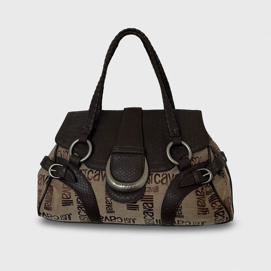 Roberto Cavalli 00s Brown Logo Handbag - One Size
