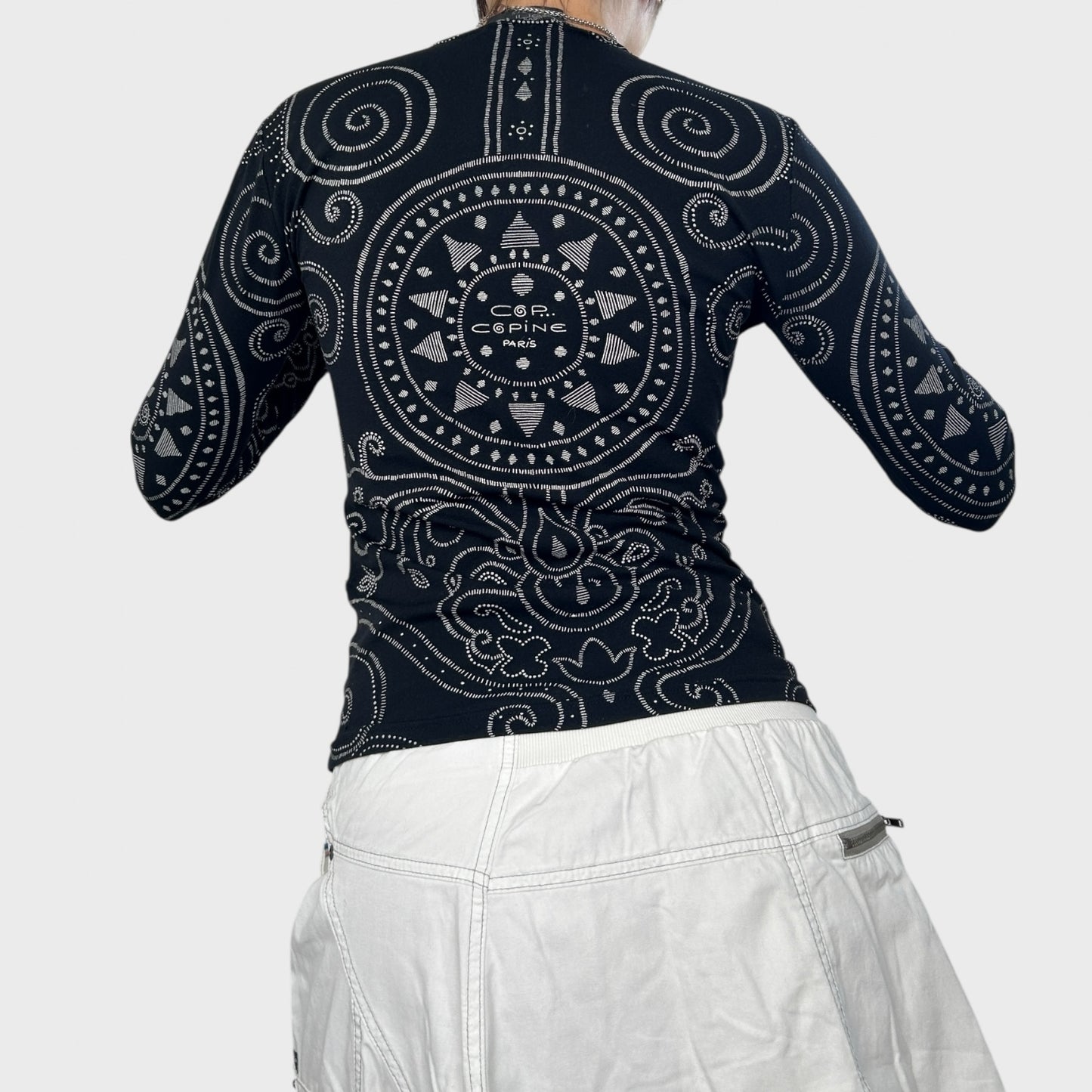 Cop Copine Black Graphic Mesh Top - S