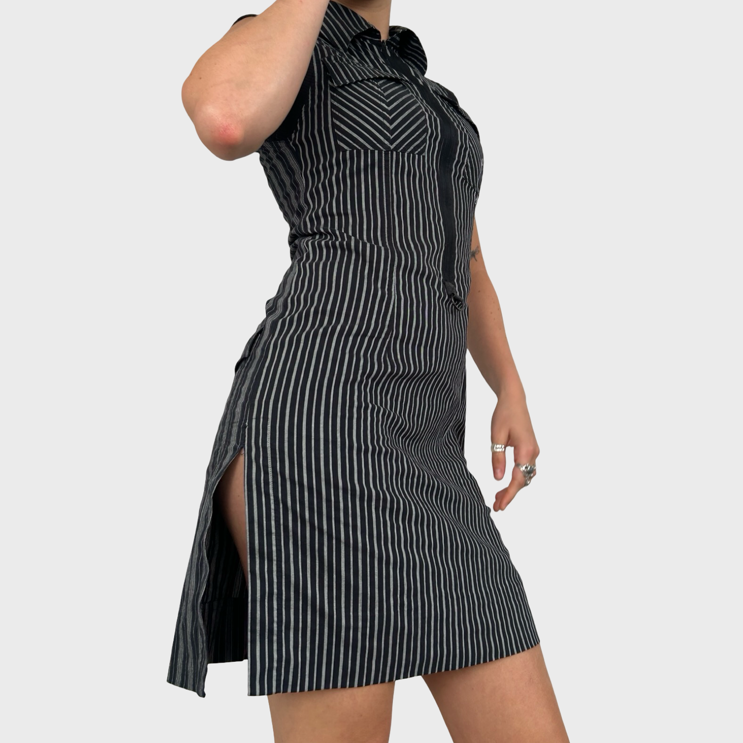 Cop Copine Stripe Collared Mini Dress - S