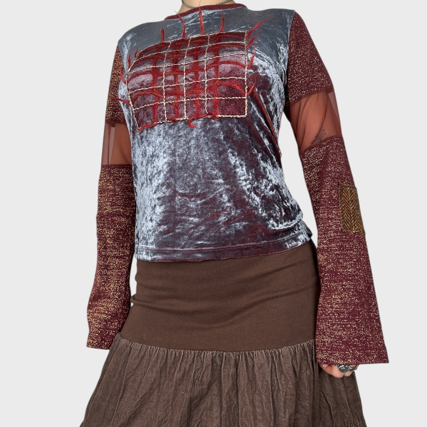 Save The Queen Graphic Bi-Material Long Sleeve Top - M/L