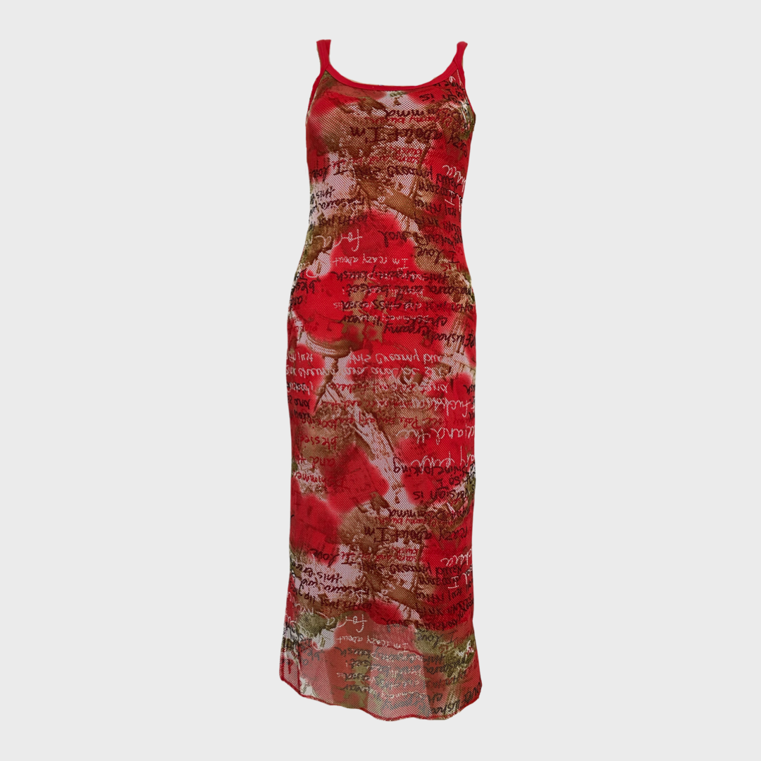 red double layered maxi dress