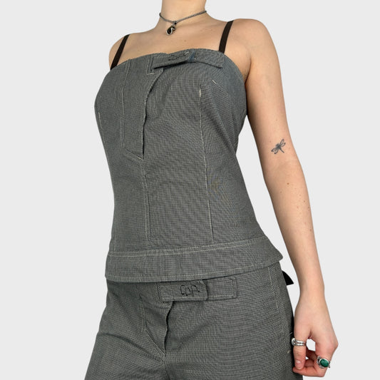 Cop Copine Grey Houndstooth Bustier Top - L