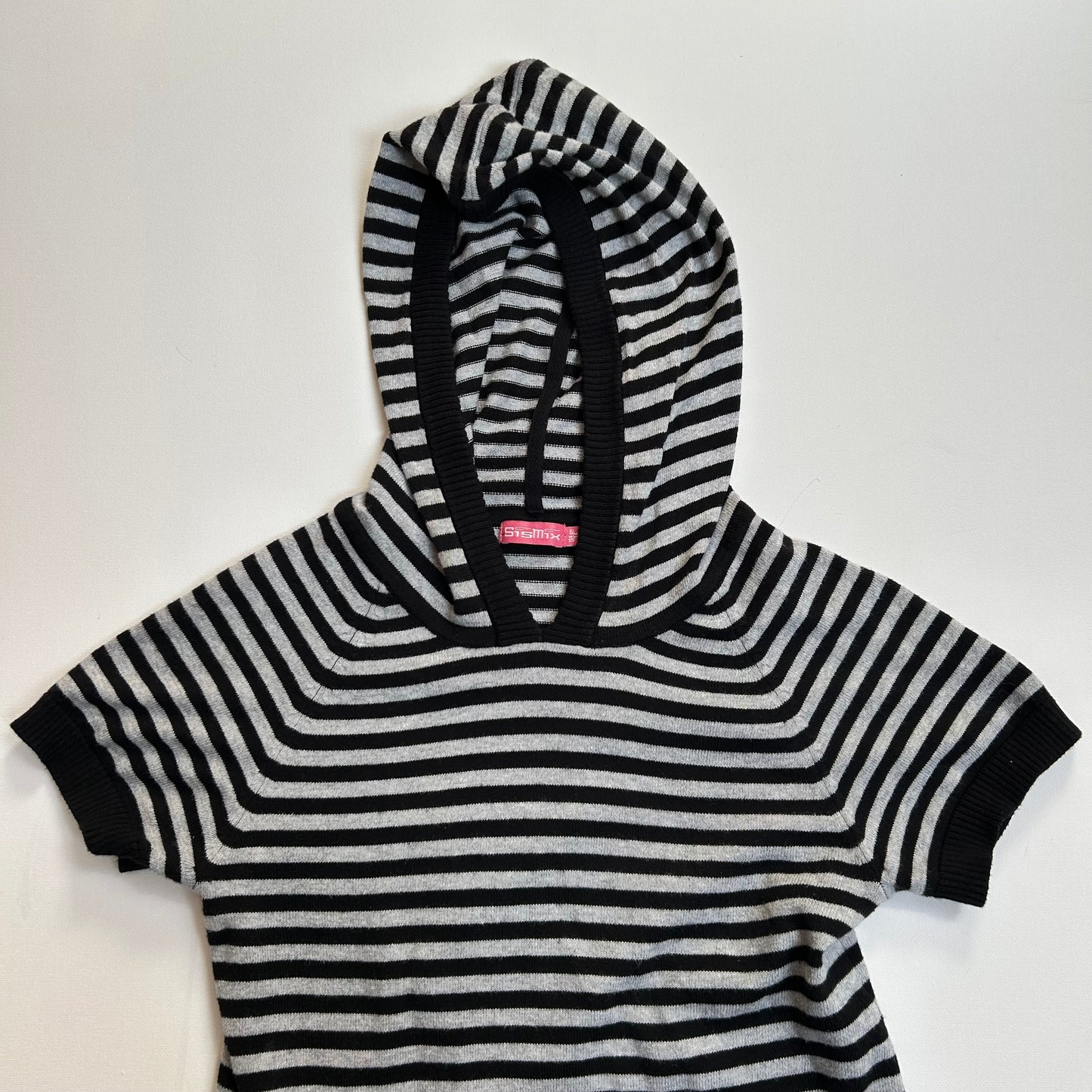 Striped Knit Hooded Mini Dress