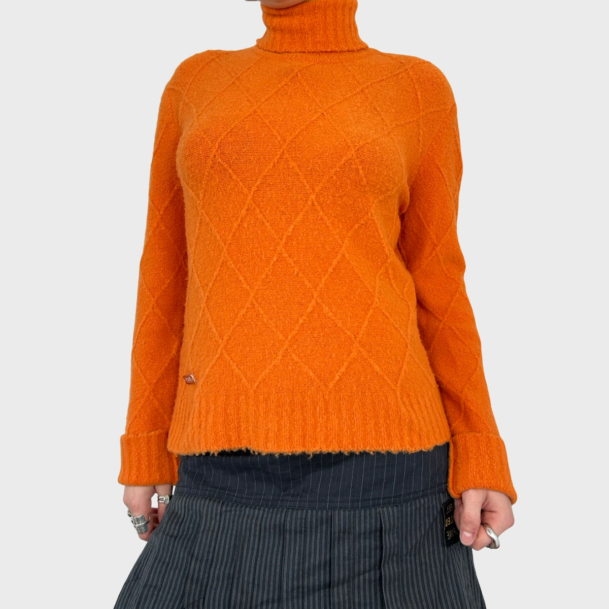 Versace Orange Roll Neck Jumper - M