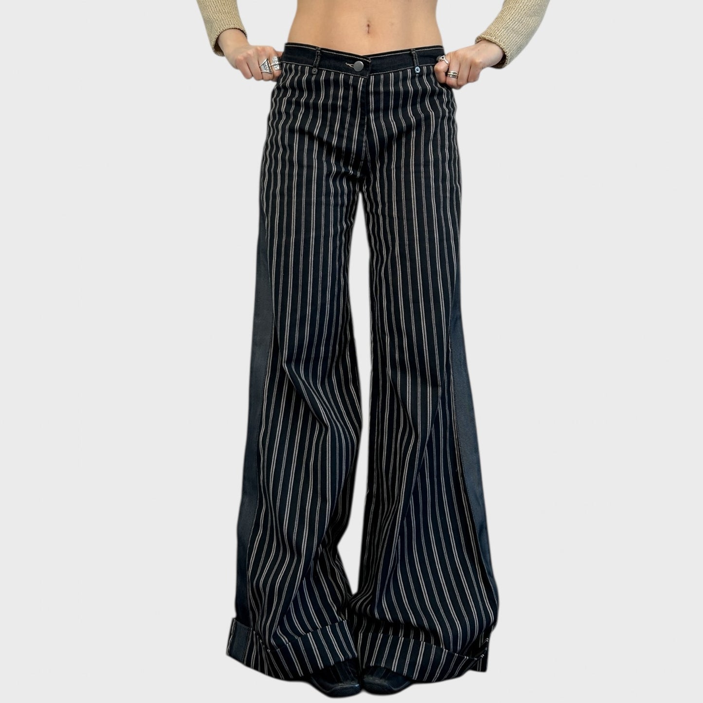 Cop Copine Wide Leg Stripe Trousers - M/L