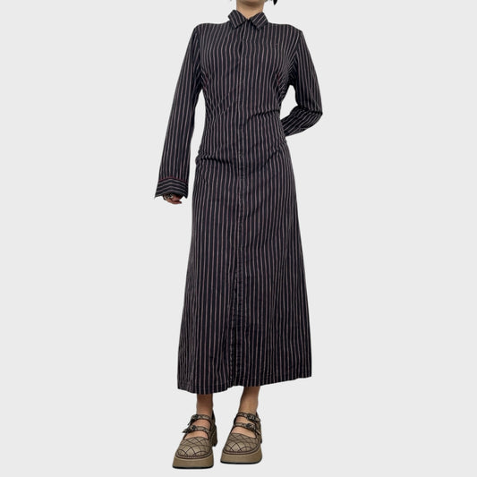 Cop Copine Striped Button Up Maxi Dress - L