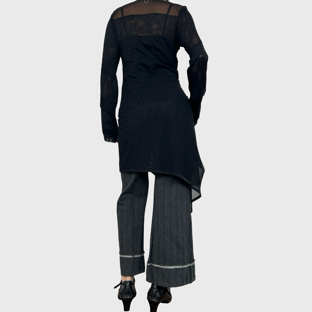 Save the Queen Asymmetric Mesh Long Sleeve Dress - M/L