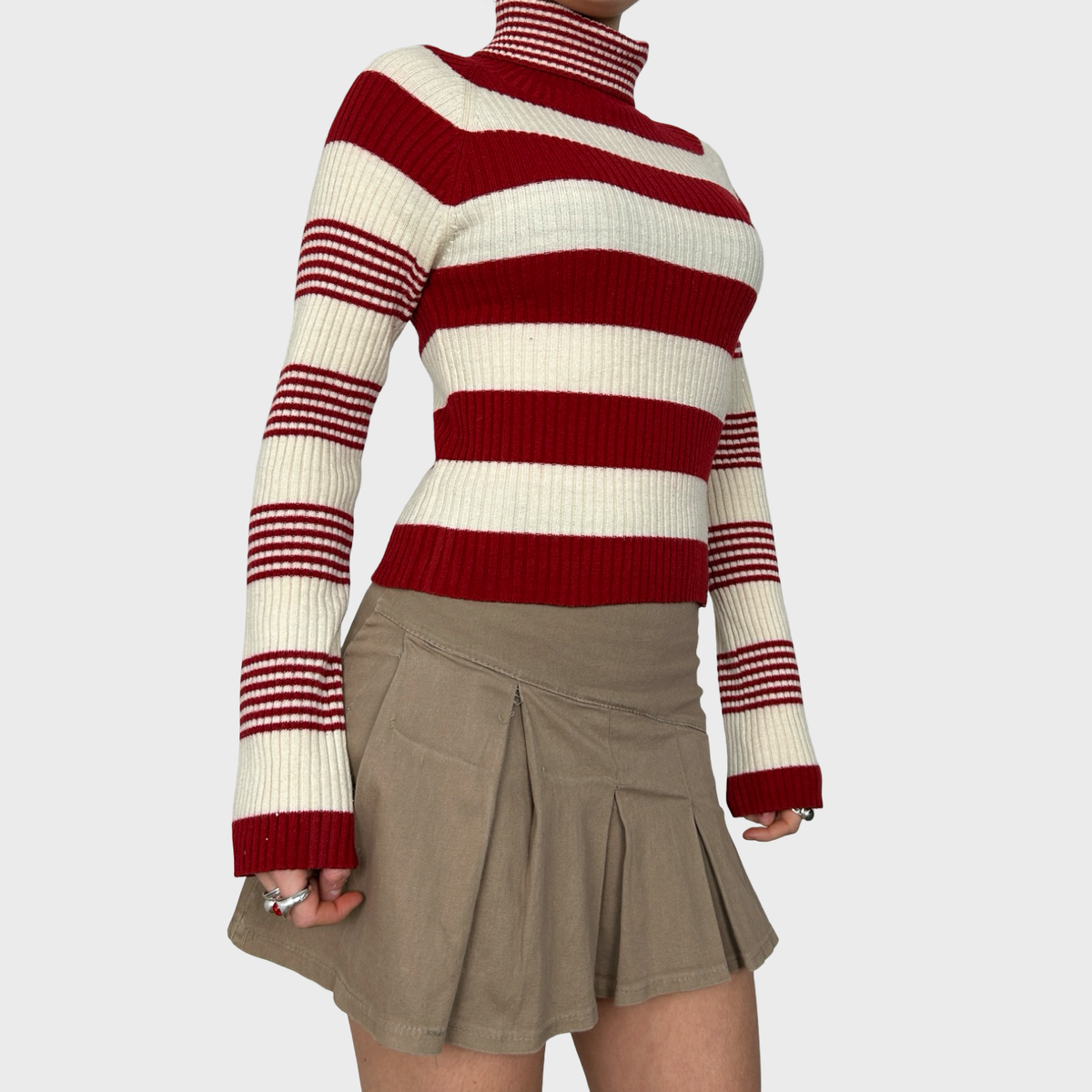 Miss Sixty Striped Roll Neck Jumper - S