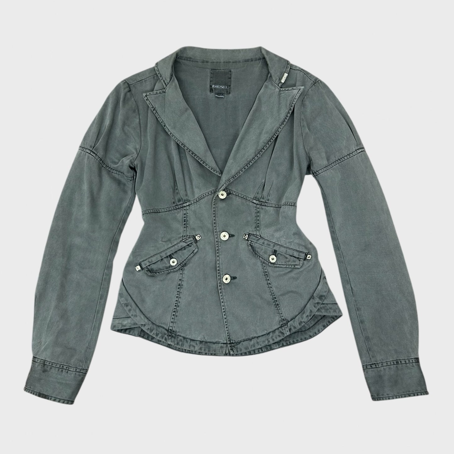 Diesel Grey Denim Button Jacket - S/M