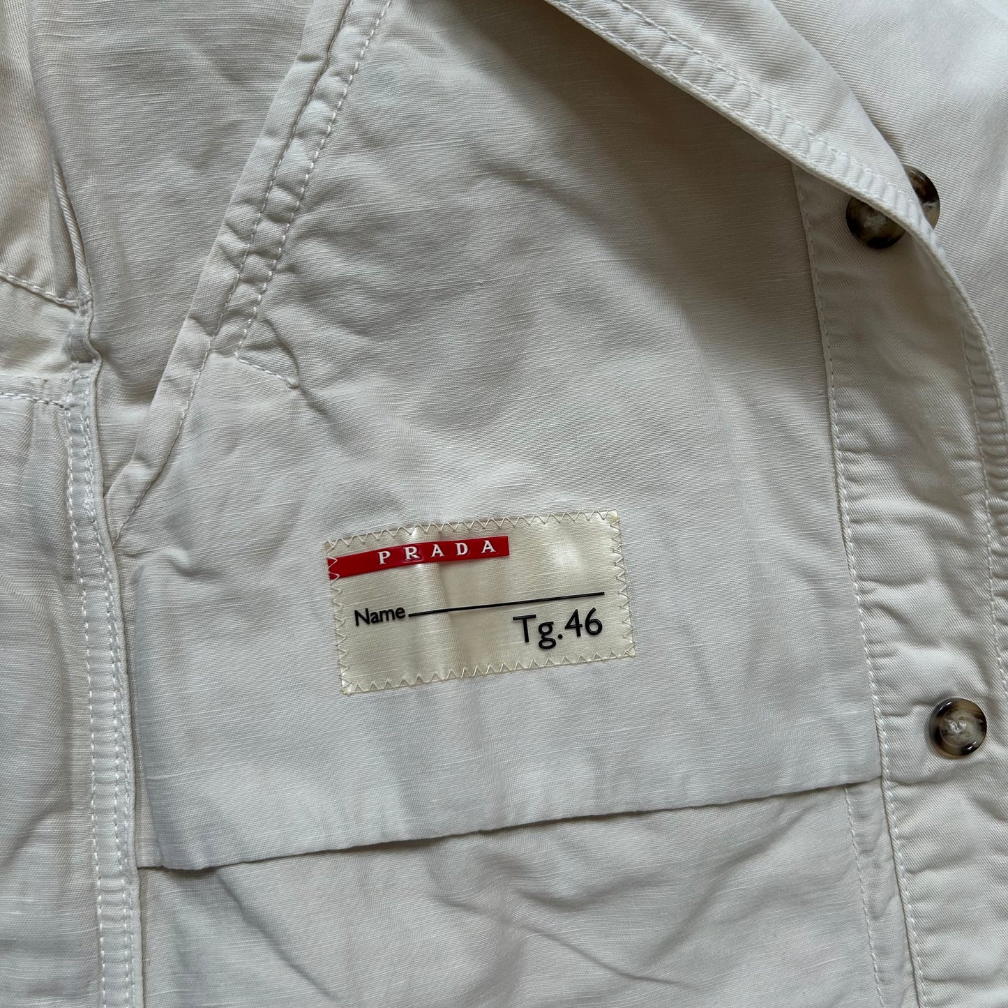 Vintage Prada Sport Red Label Cream Linen Button Jacket
