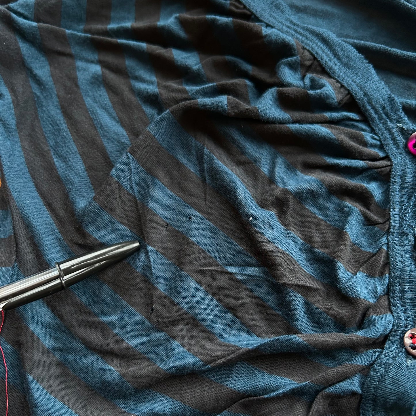 Miss Sixty Striped V-Neck Long Sleeve Top - S