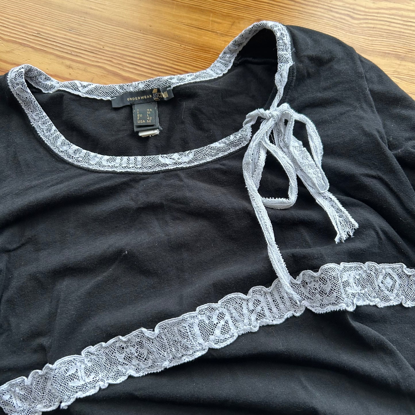Roberto Cavalli Lace Trim Long Sleeve Top - S
