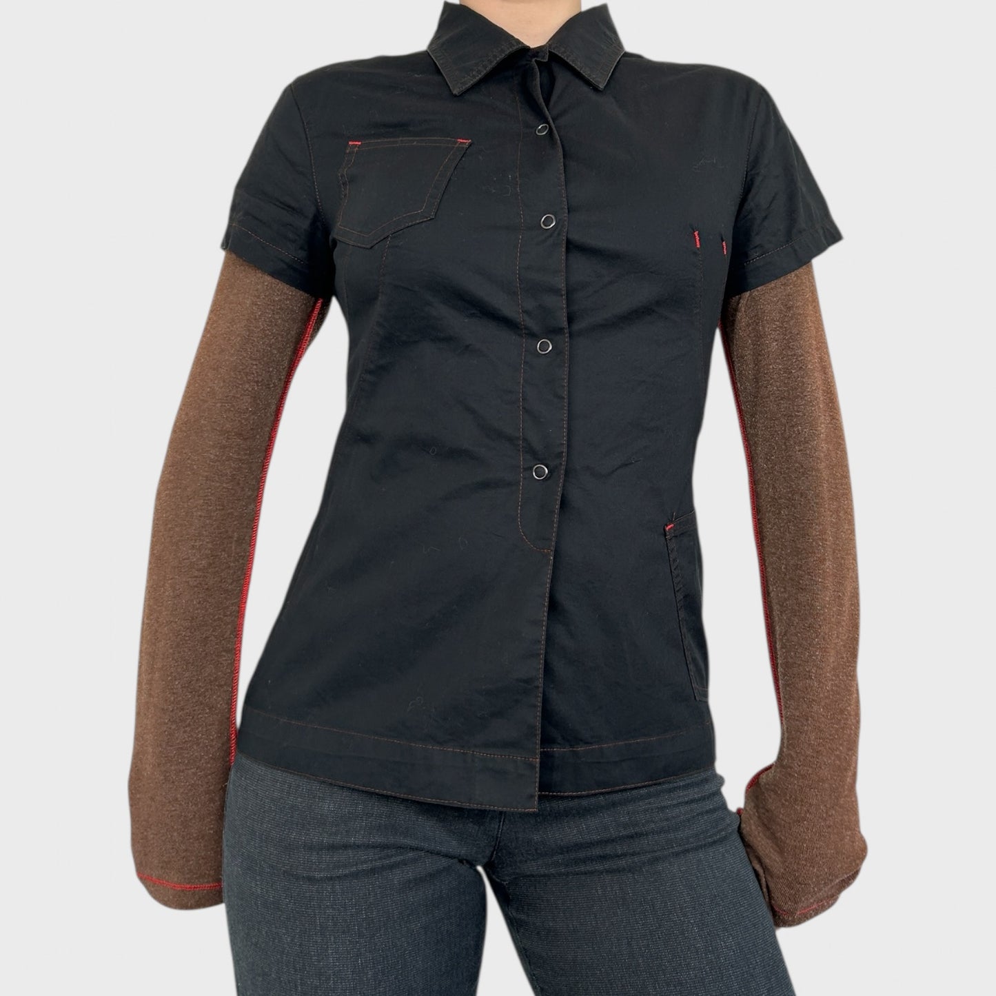 Cop Copine Long Sleeve Button Shirt Layered Top - S
