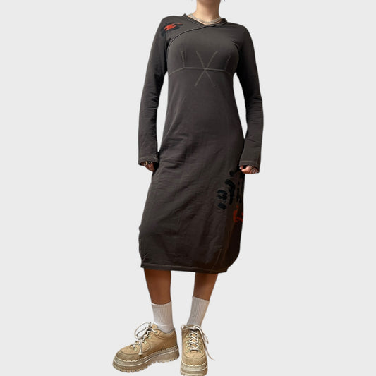 Cop Copine Grey Long Sleeve Midi Dress