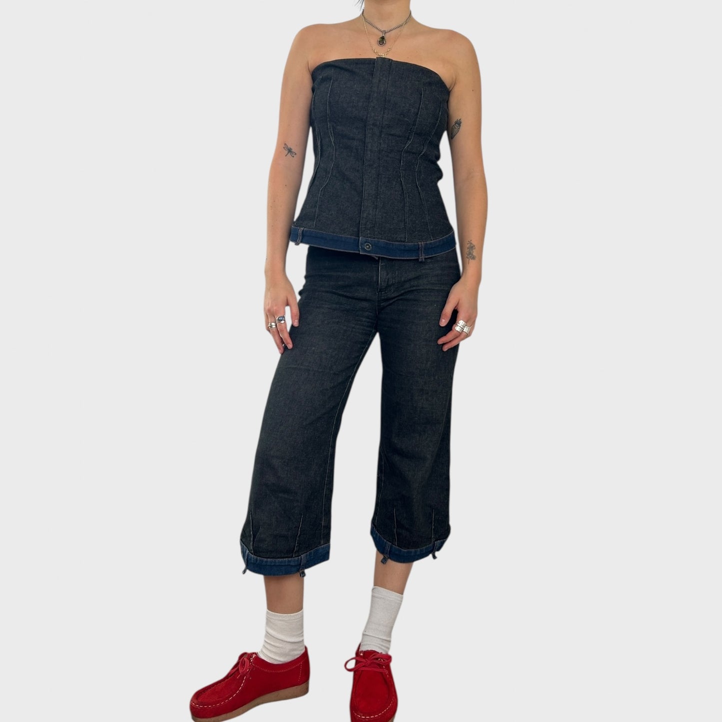 Cop Copine Two-Tone Denim Capris - S-M