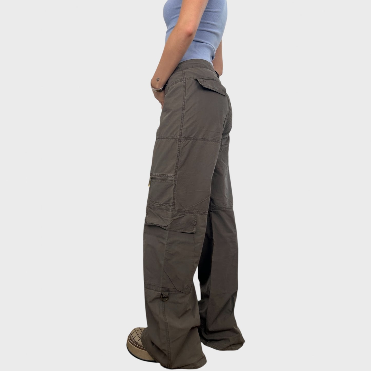 Cop Copine Khaki Wide-Leg Trousers - L