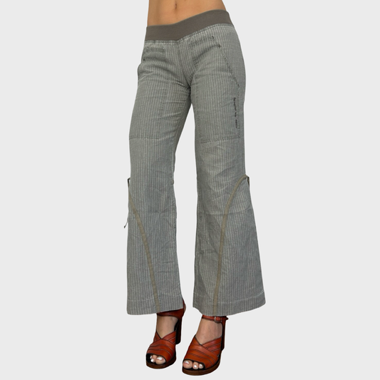Cop Copine Grey Striped Linen Trousers - S