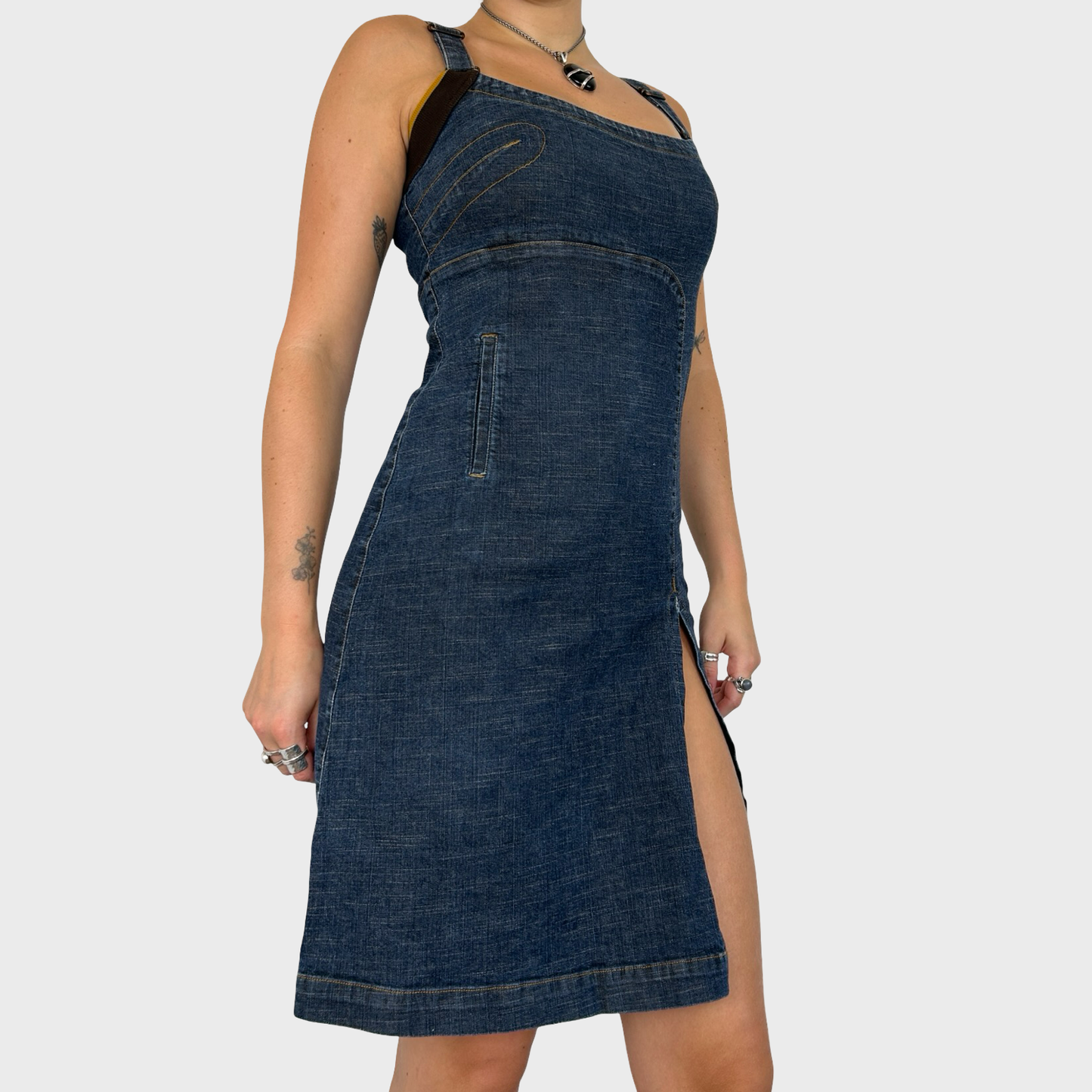 Cop Copine Denim Side Slit Mini Dress - S/M