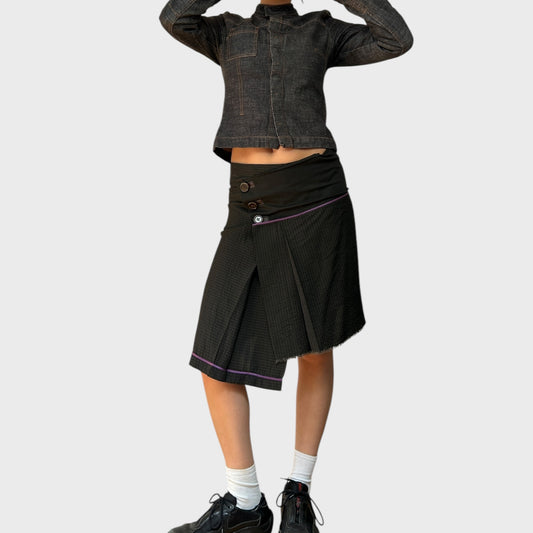 Cop Copine Asymmetric Pinstripe Wrap Skirt