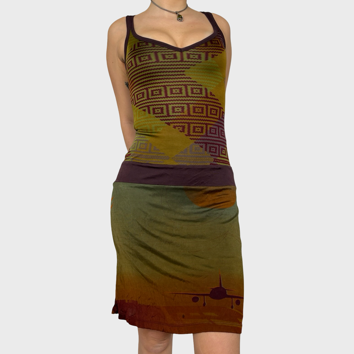 Custo Barcelona Graphic Slinky Midi Dress - S