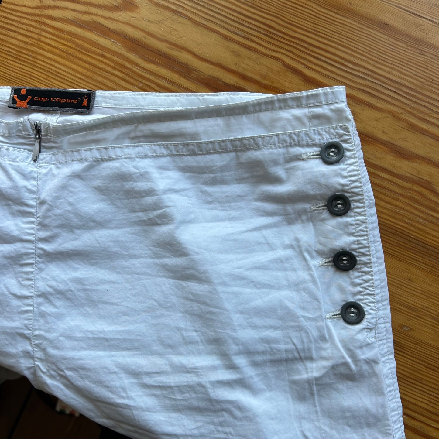Cop Copine White Button Wide Leg Summer Trousers - M-L