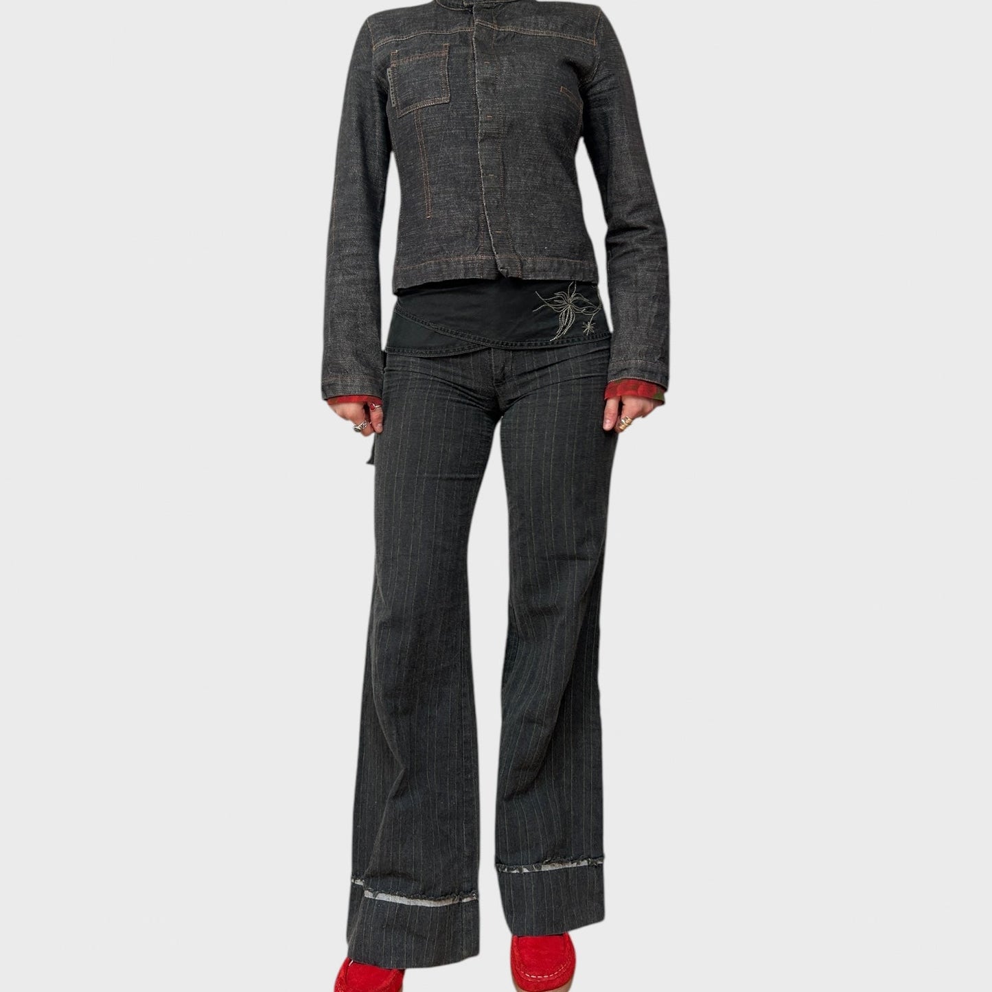 Cop Copine Pinstripe Belt Trousers