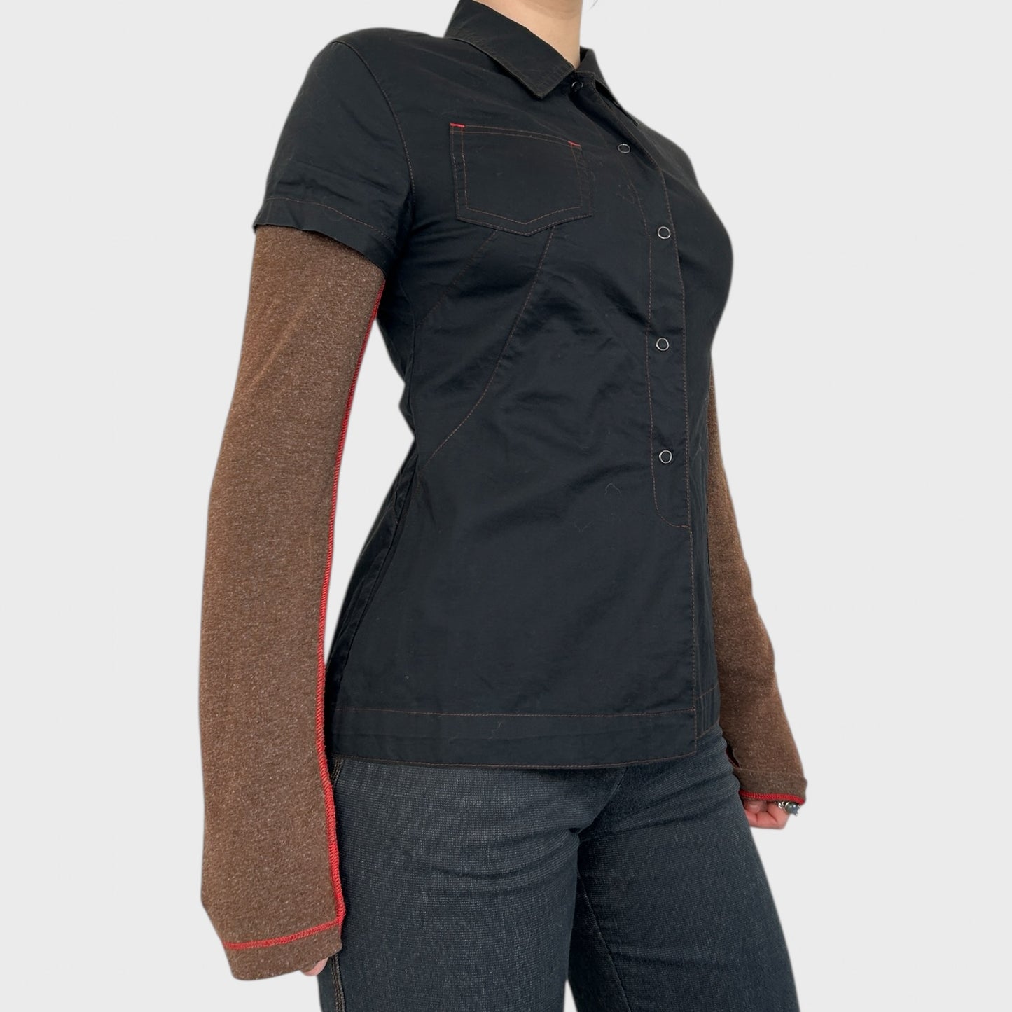 Cop Copine Long Sleeve Button Shirt Layered Top - S