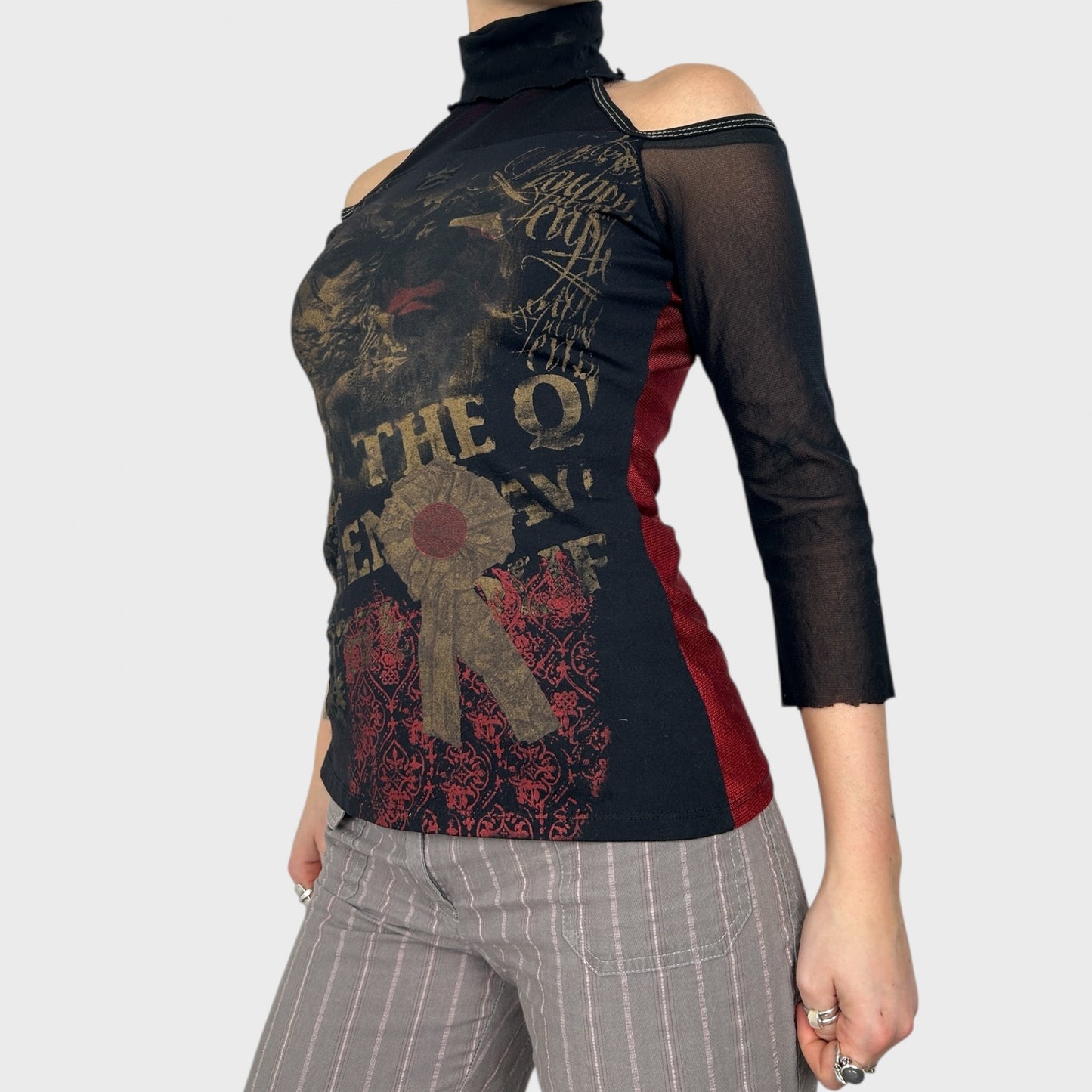 Save the Queen Mesh Graphic Top - M