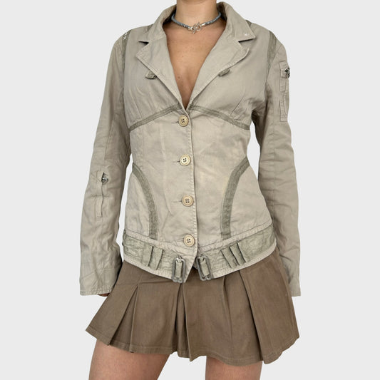 Diesel Beige Structured Button Jacket - L