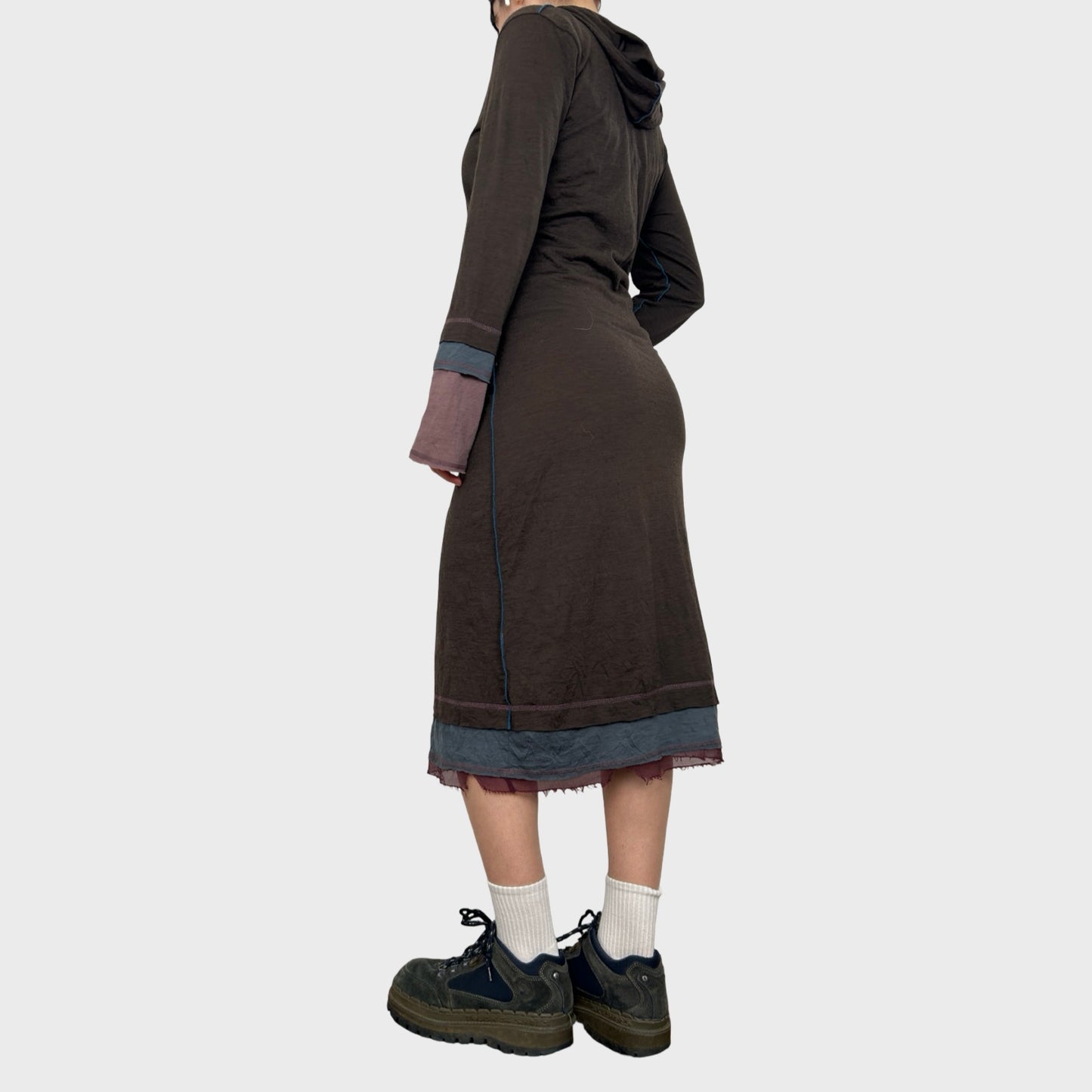 Cop Copine Brown Hooded Maxi Dress - L