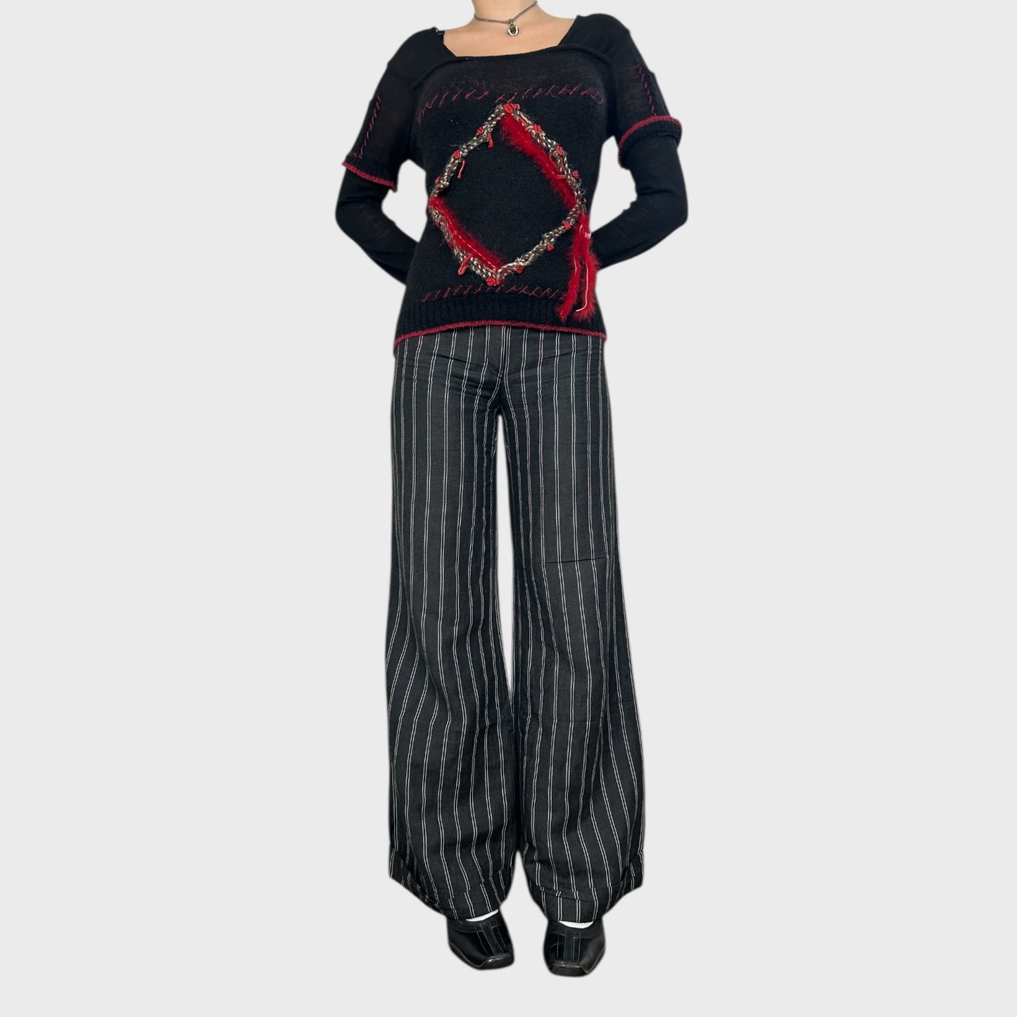 Cop Copine Wide Leg Striped Trousers - S