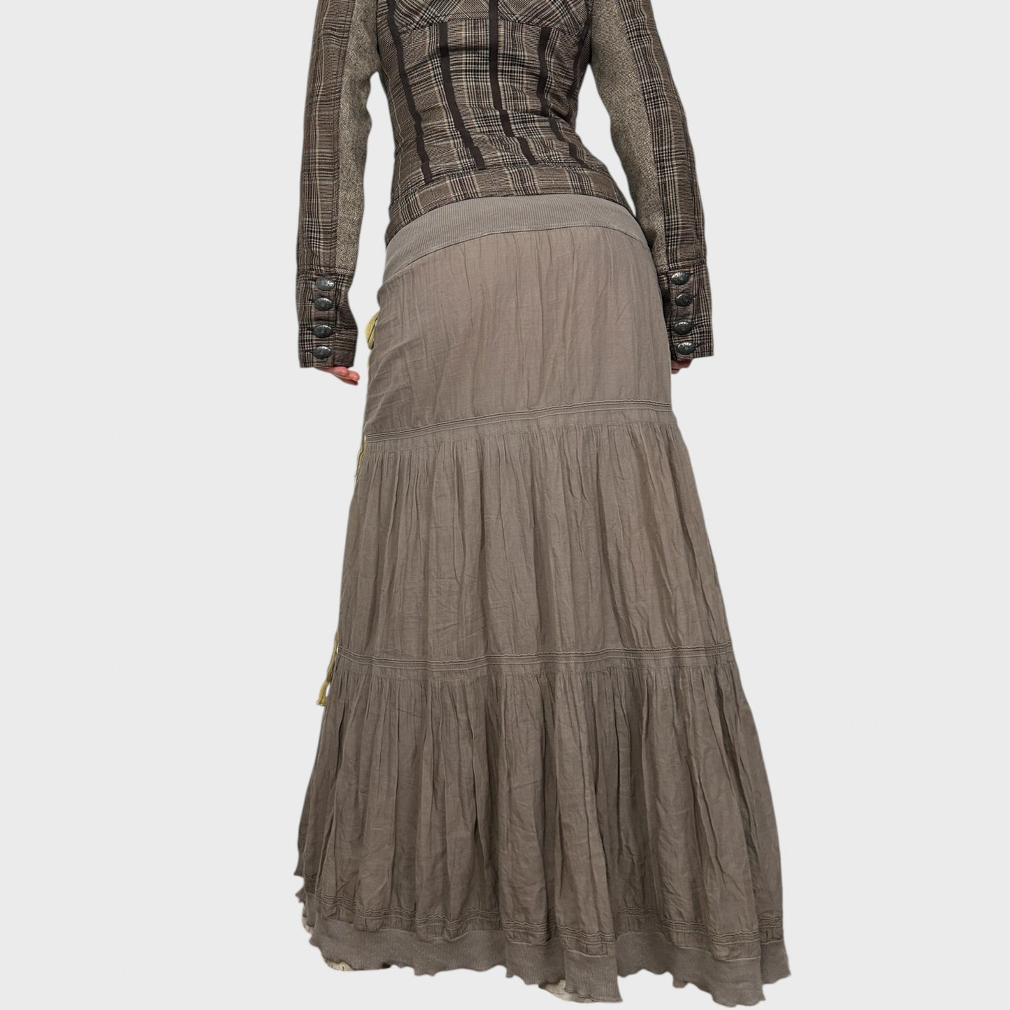 Cop Copine Tiered Ruffle Maxi Skirt - S-L