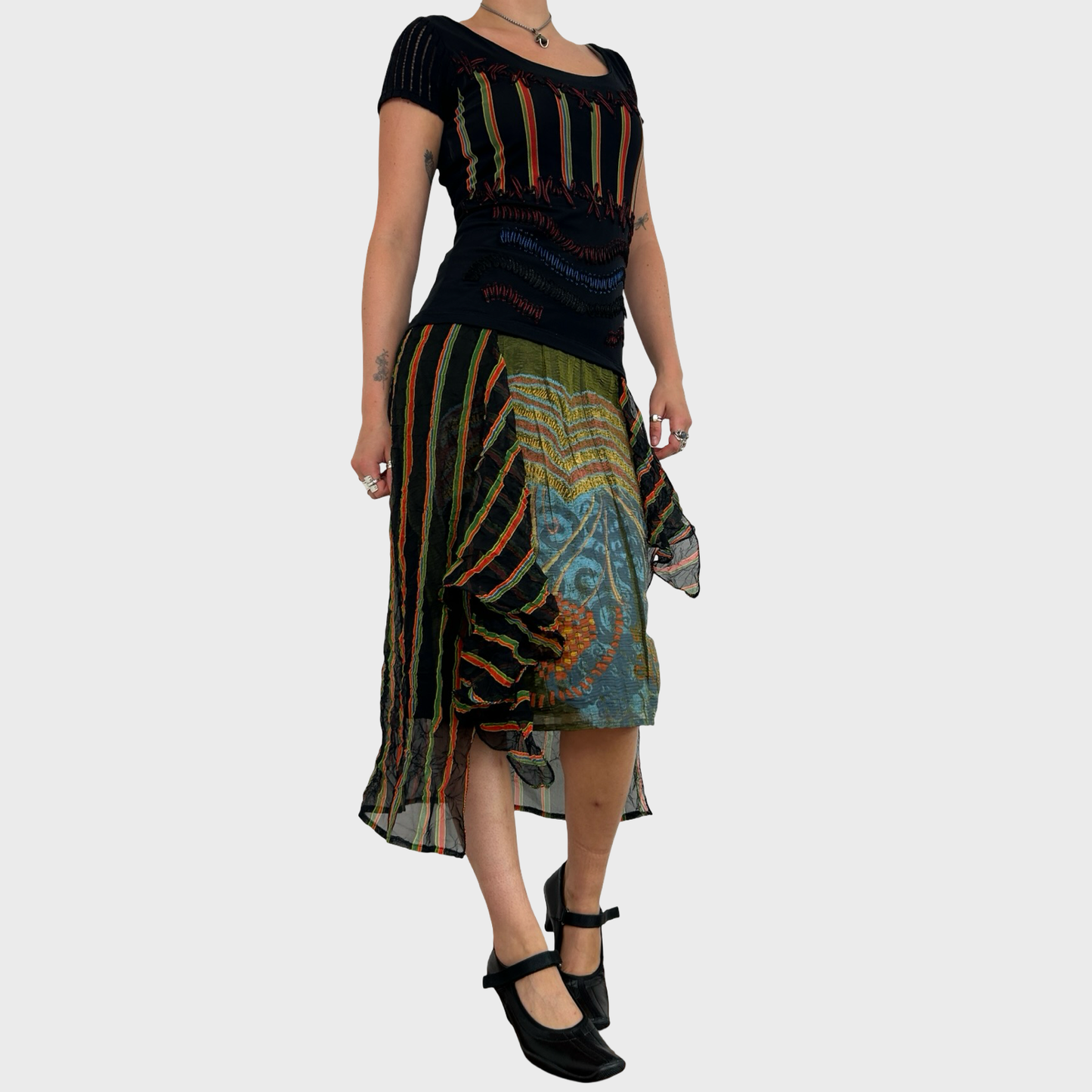 Save The Queen Graphic Mesh Midi Dress - S/M