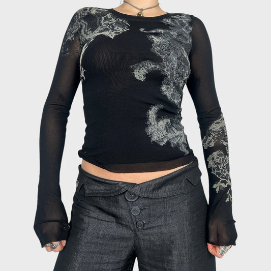 Vintage IKKS Grunge Mesh Top - XS/S