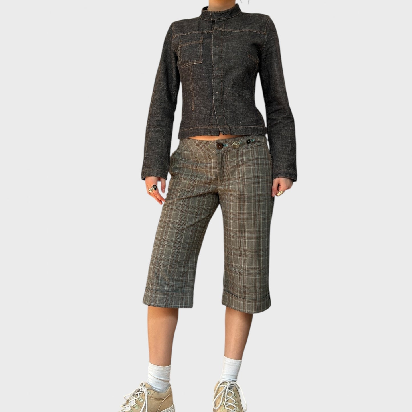 Cop Copine Check Capri Pants