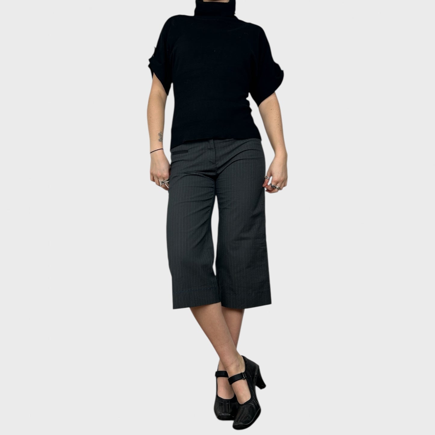 Cop Copine Pinstripe Capri Trousers - M