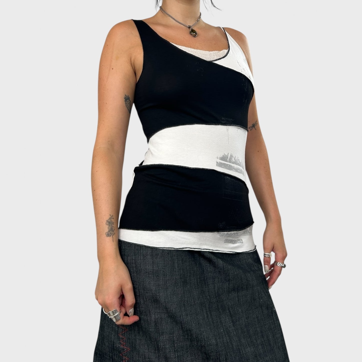 Cop Copine Graphic Monochrome Tank Top - L