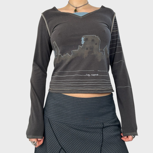 Cop Copine Graphic Long Sleeve Top - S