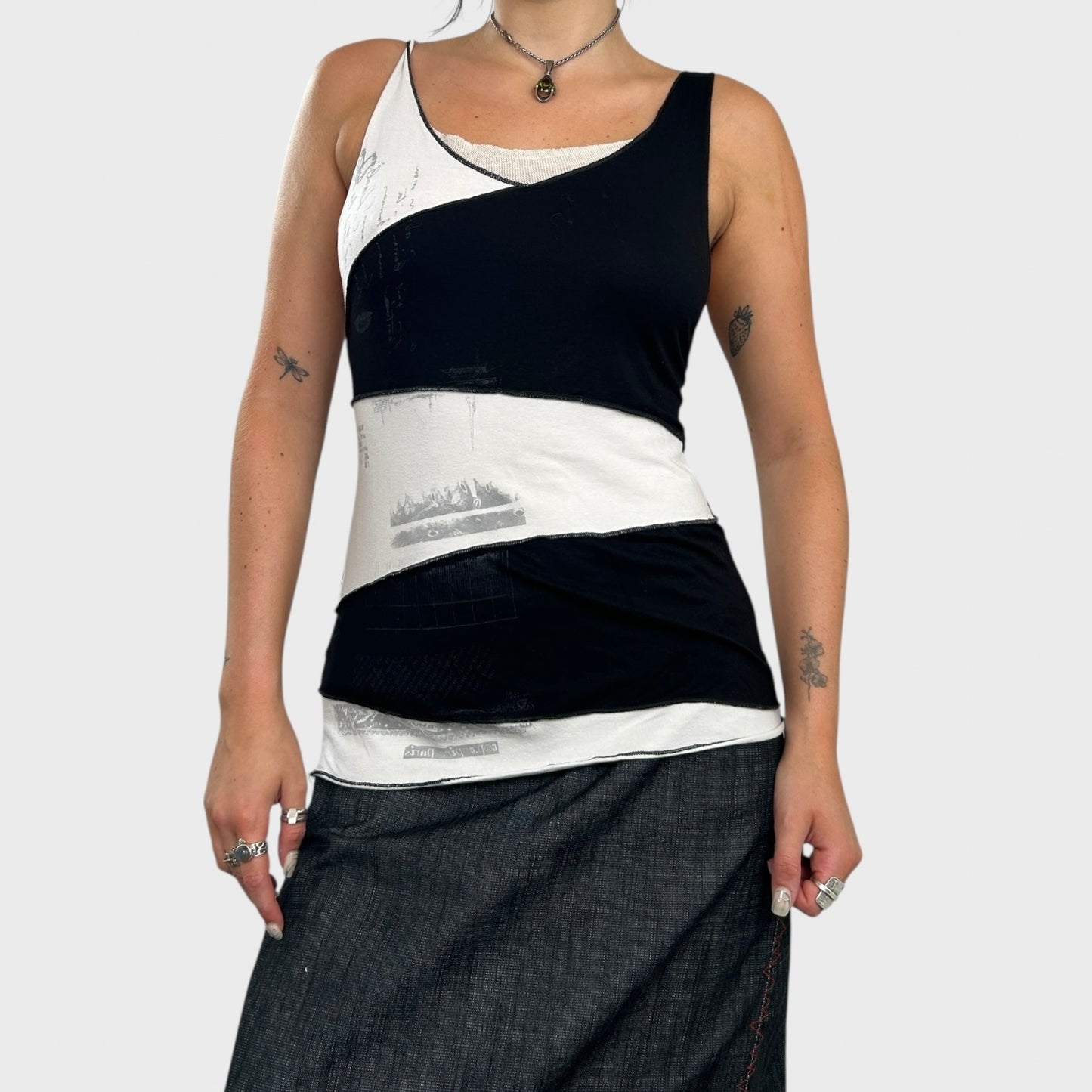 Cop Copine Graphic Monochrome Tank Top - L