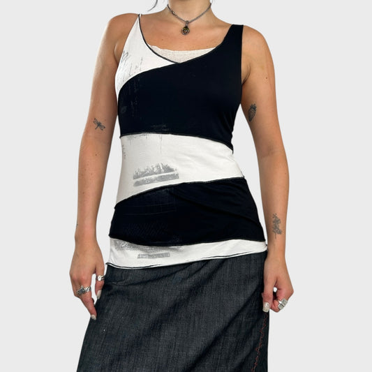 Cop Copine Graphic Monochrome Tank Top - L