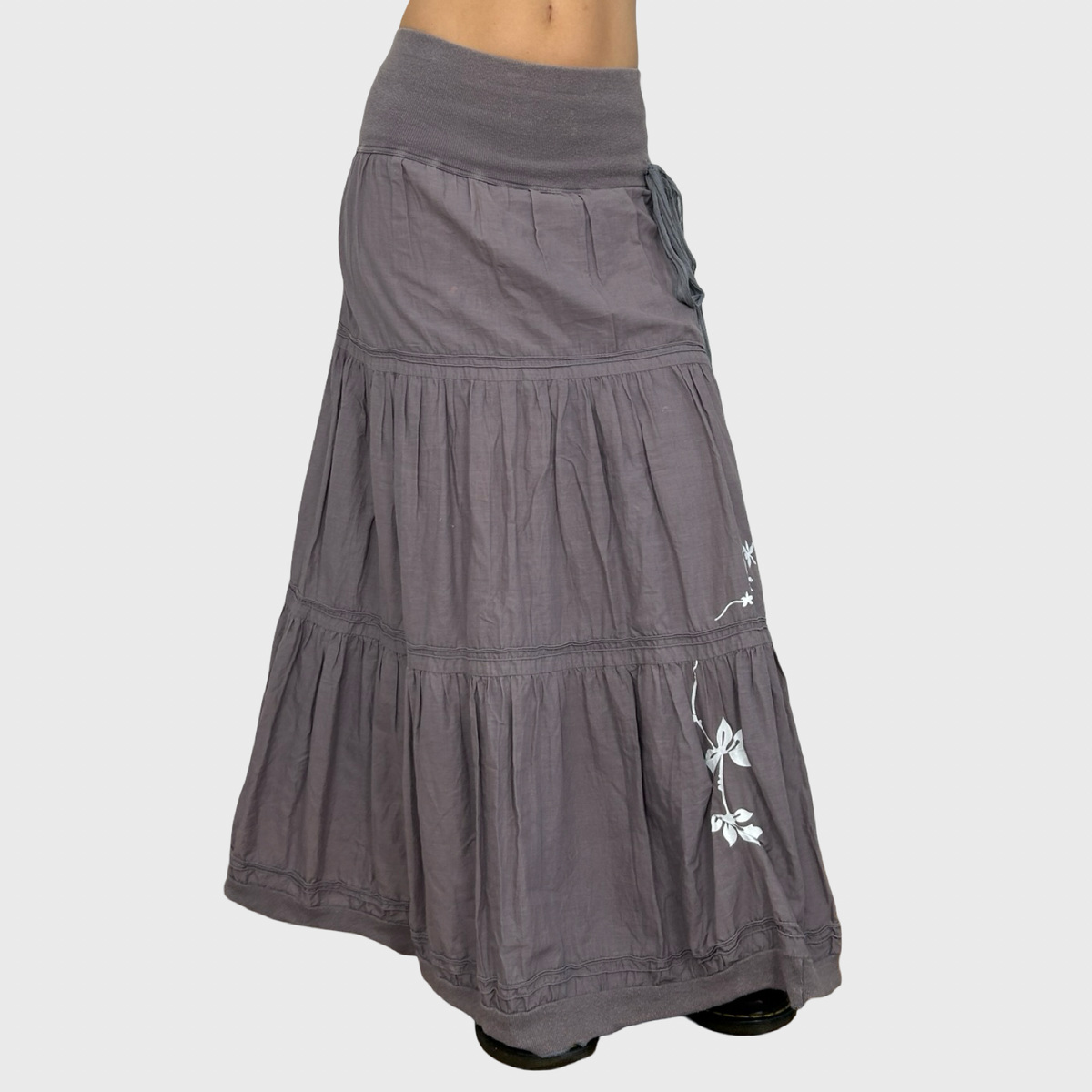 Cop Copine Tiered Grey Ruffle Maxi Skirt - XS/S
