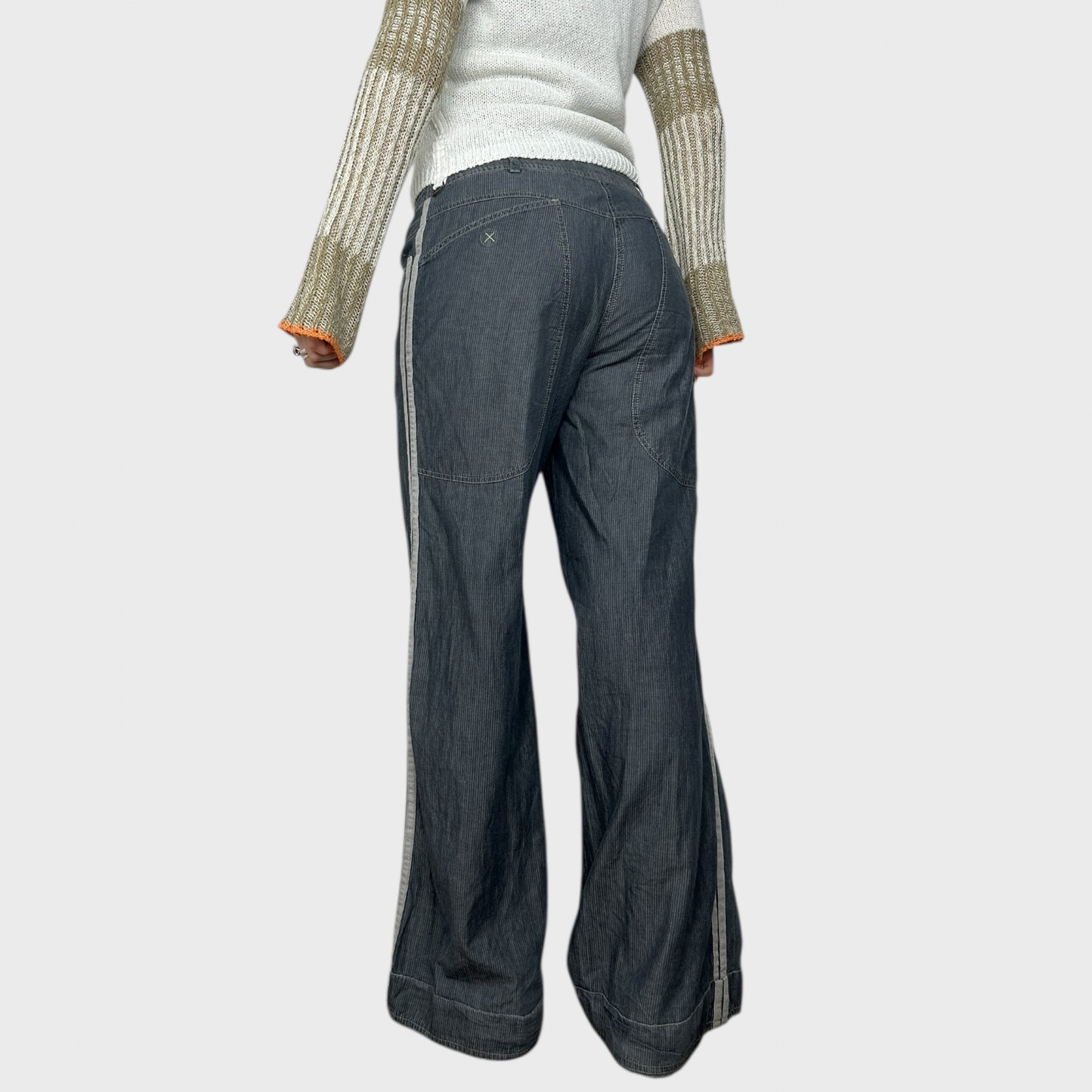 Cop Copine Pinstripe Wide Leg Trousers - M