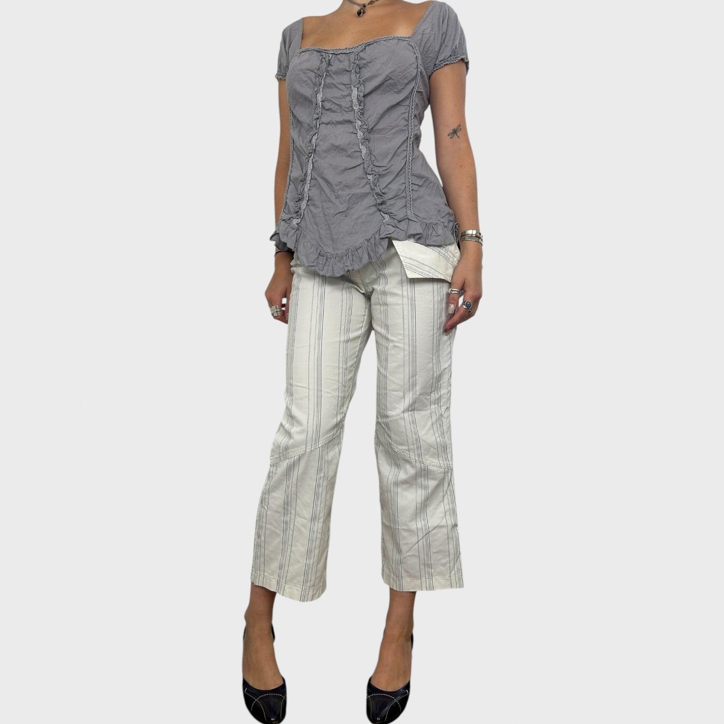 Striped Pocket Capri Trousers - S/M