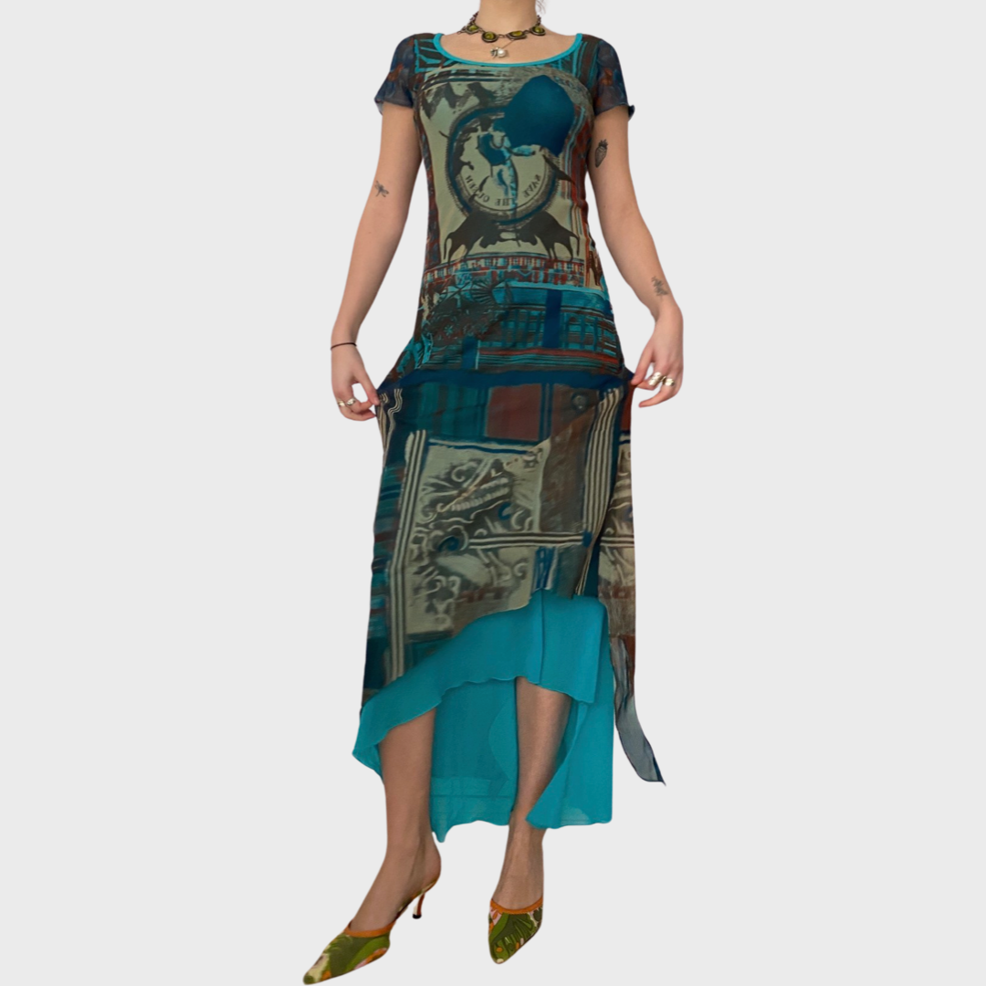 Save the Queen mesh maxi dress